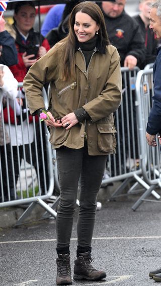 Catherine, Princess of Wales visits Dowlais Rugby Club during a 2 day visit to Wales on April 27, 2023 in Merthyr Tydfil, Wales