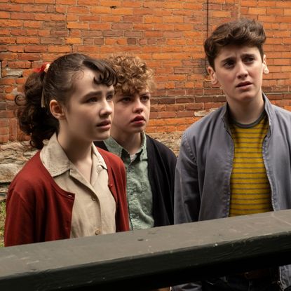 l-r: Clara Stack, Mikkal Karim-Fidler, Jack Molloy Legault, Matilda Legault in 'It: Welcome to Derry.'