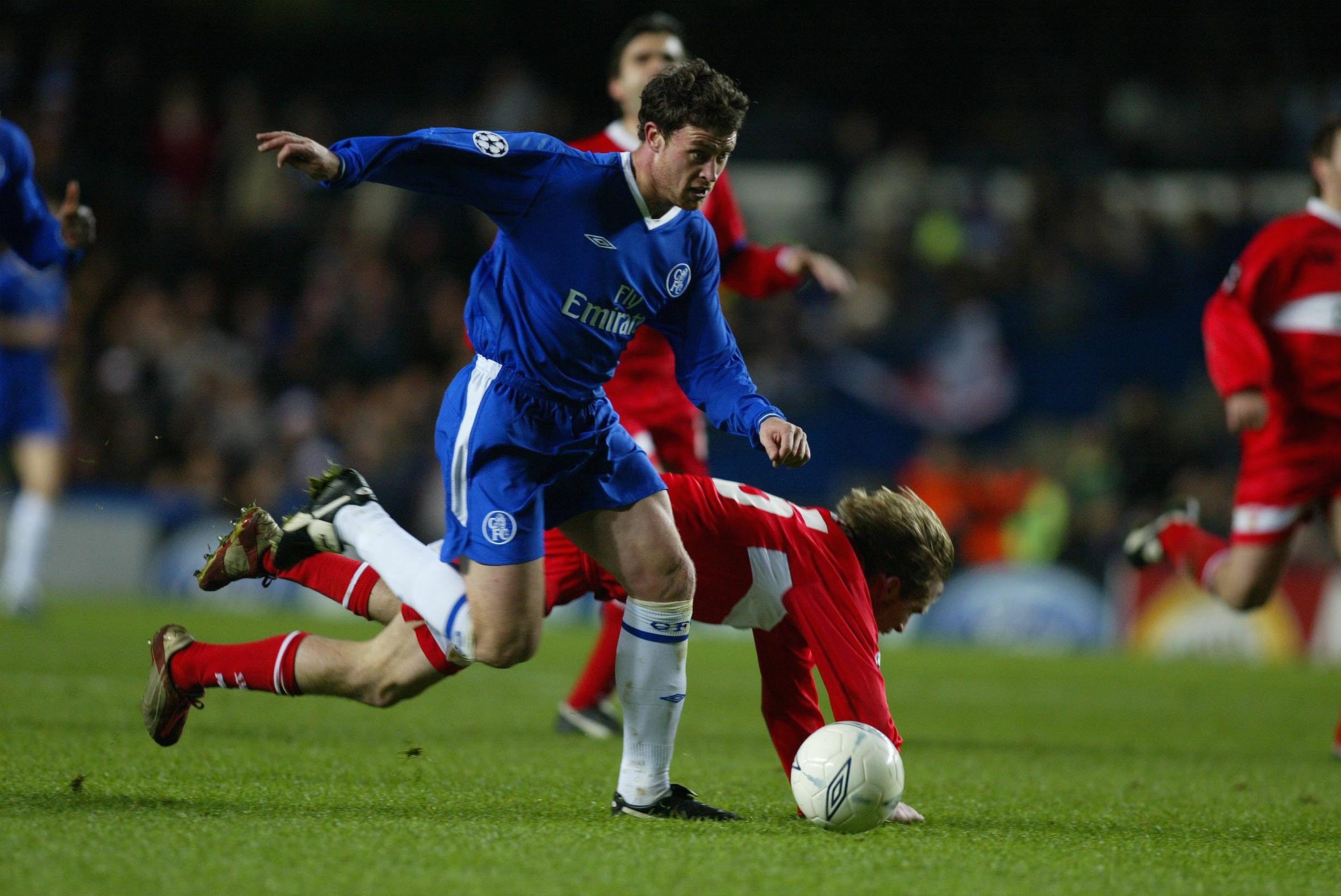 Wayne Bridge on the ball for Chelsea against VfB Stuttgart in the Champions League in March 2004.