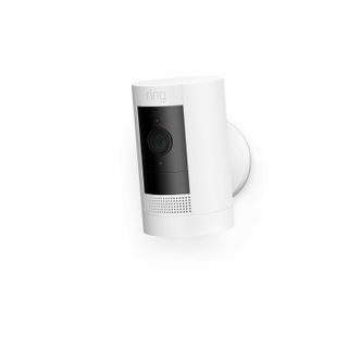 Ring outdoor camera against white background.