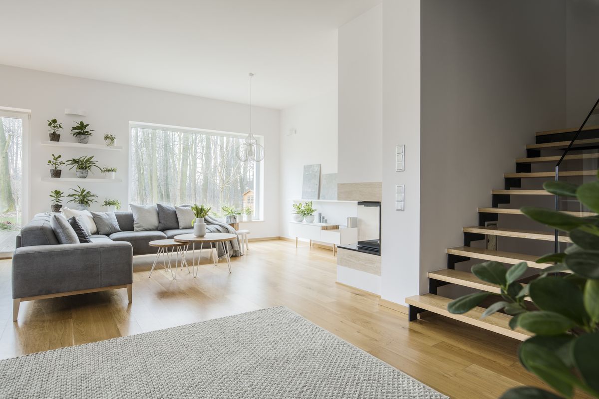 open plan contemporary living room