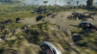 A stampede of hostile creatures in Xenoblade Chronicles X: Definitive Edition