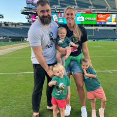 Jason and Kylie Kelce with their children