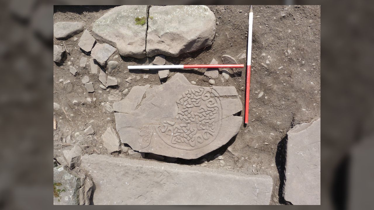 Here we see a Pictish cross-slab during an excavation in September 2022.