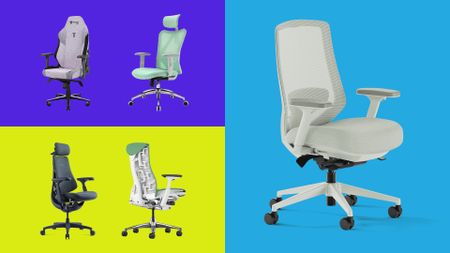 A selection of chairs, including Herman Miller, Branch and Secret Labs models. 