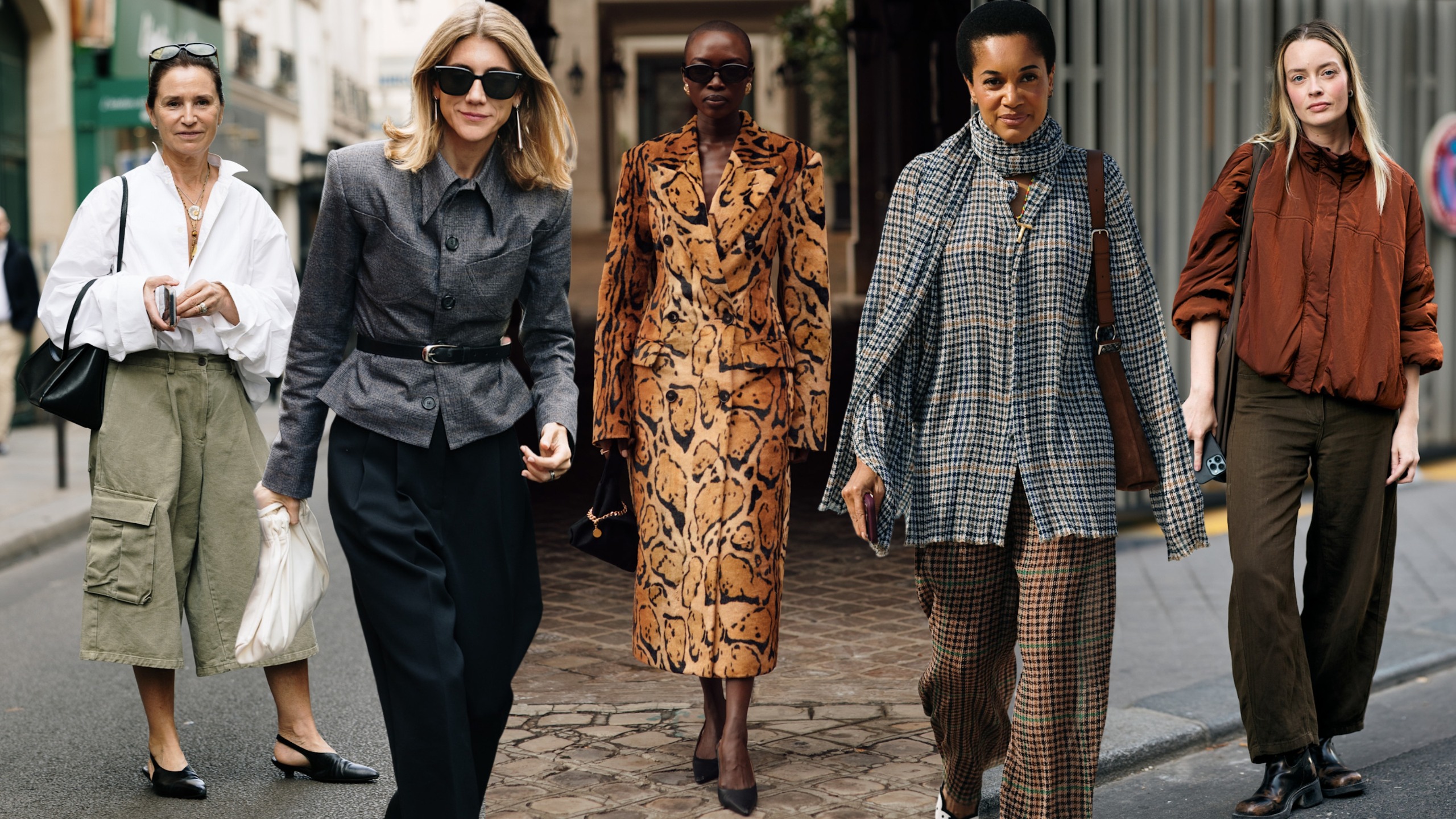 collage of Paris Fashion Week Spring 2027 street style 