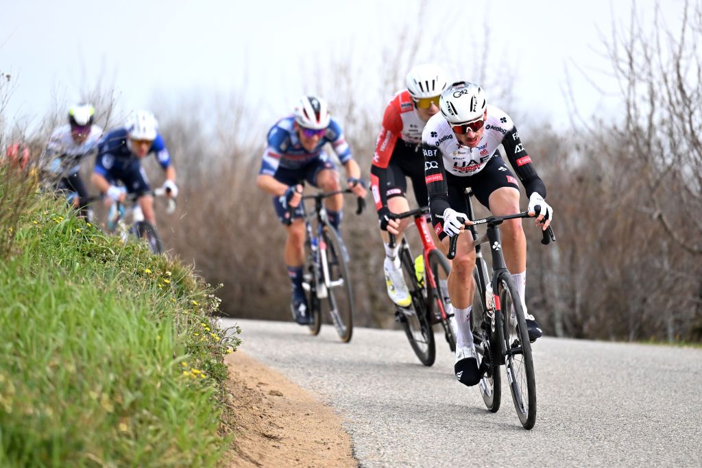 GUILHERANDGRANGES FRANCE MARCH 01 Brandon McNulty of United States and Team UAE Team Emirates competes during the 25th FaunArdeche Classic 2025 a 1659km one day race from GuilherandGranges to GuilherandGranges on March 01 2025 in GuilherandGranges France Photo by Billy CeustersGetty Images