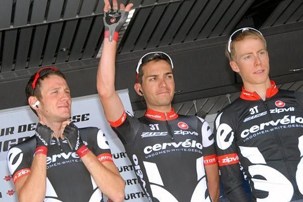 Xavier Florencio (Cervelo TestTeam) is introduced to the crowd at the stage two sign in.