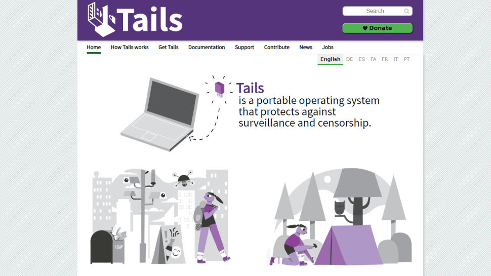 Website screenshot for Tails