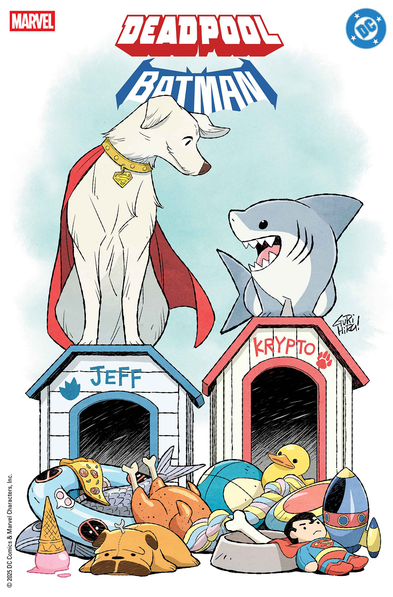 Marvel/DC: Deadpool/Batman #1 cover featuring Krypto and Jeff the Land Shark
