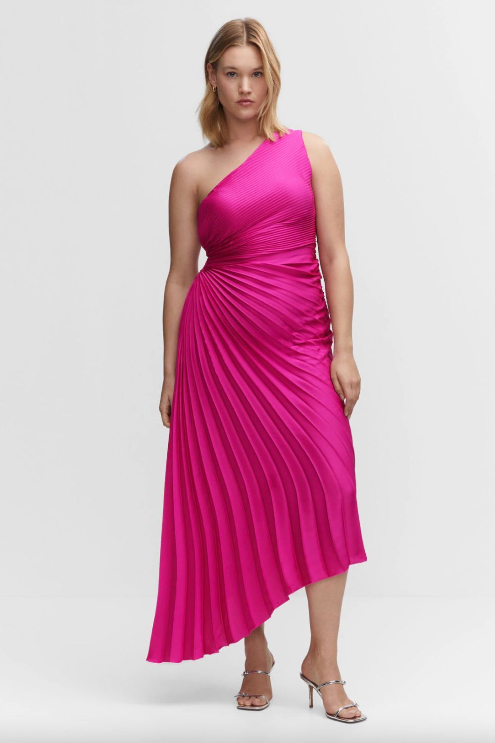 Best wedding guest dresses: Mango Asymmetrical pleated dress