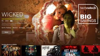 Binge streaming service home page showing Wicked movie