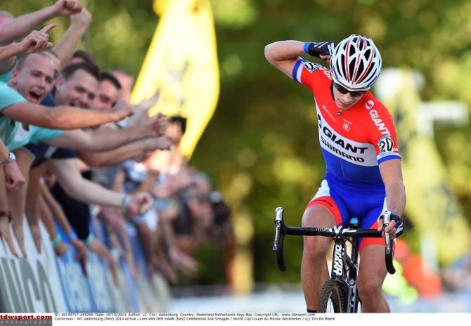 Lars van der Haar (Giant-Shimano) celebrates his solo victory