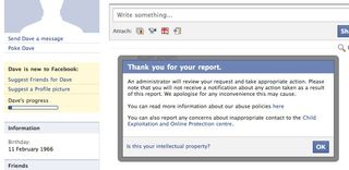 Facebook report button