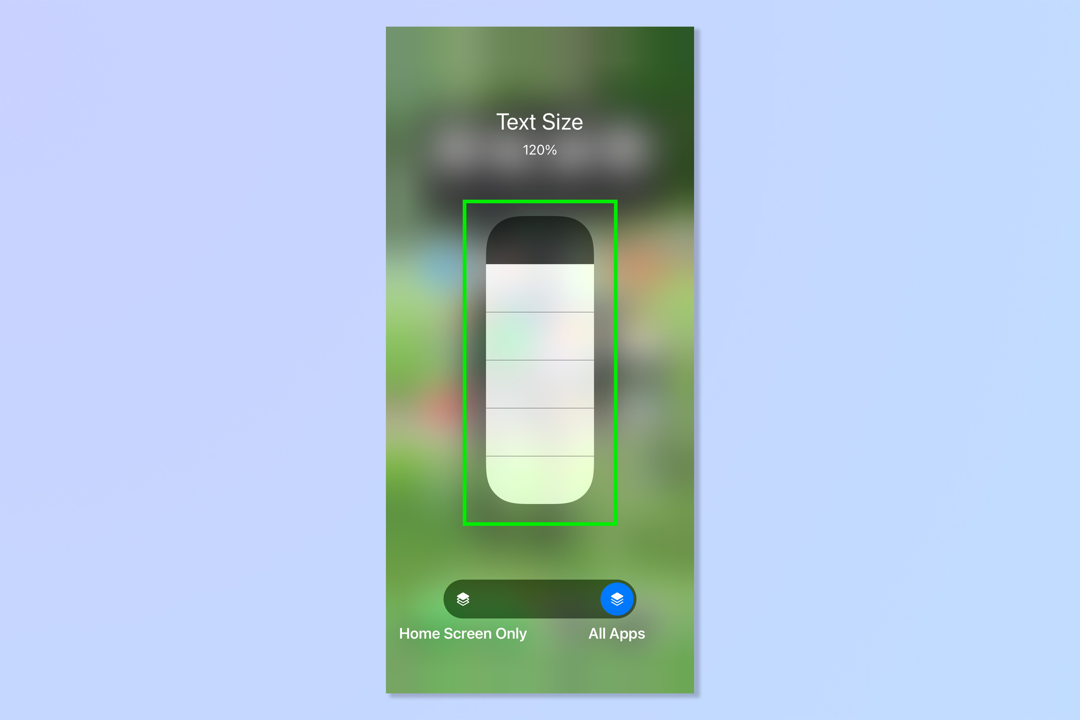 Una captura de pantalla que muestra los pasos necesarios para cambiar el tamaño de fuente en el iPhone