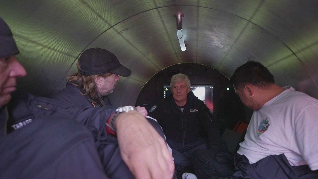 Footage of OceanGate CEO Stockton Rush aboard the Titan from the documentary Titan: The OceanGate Submersible Disaster.