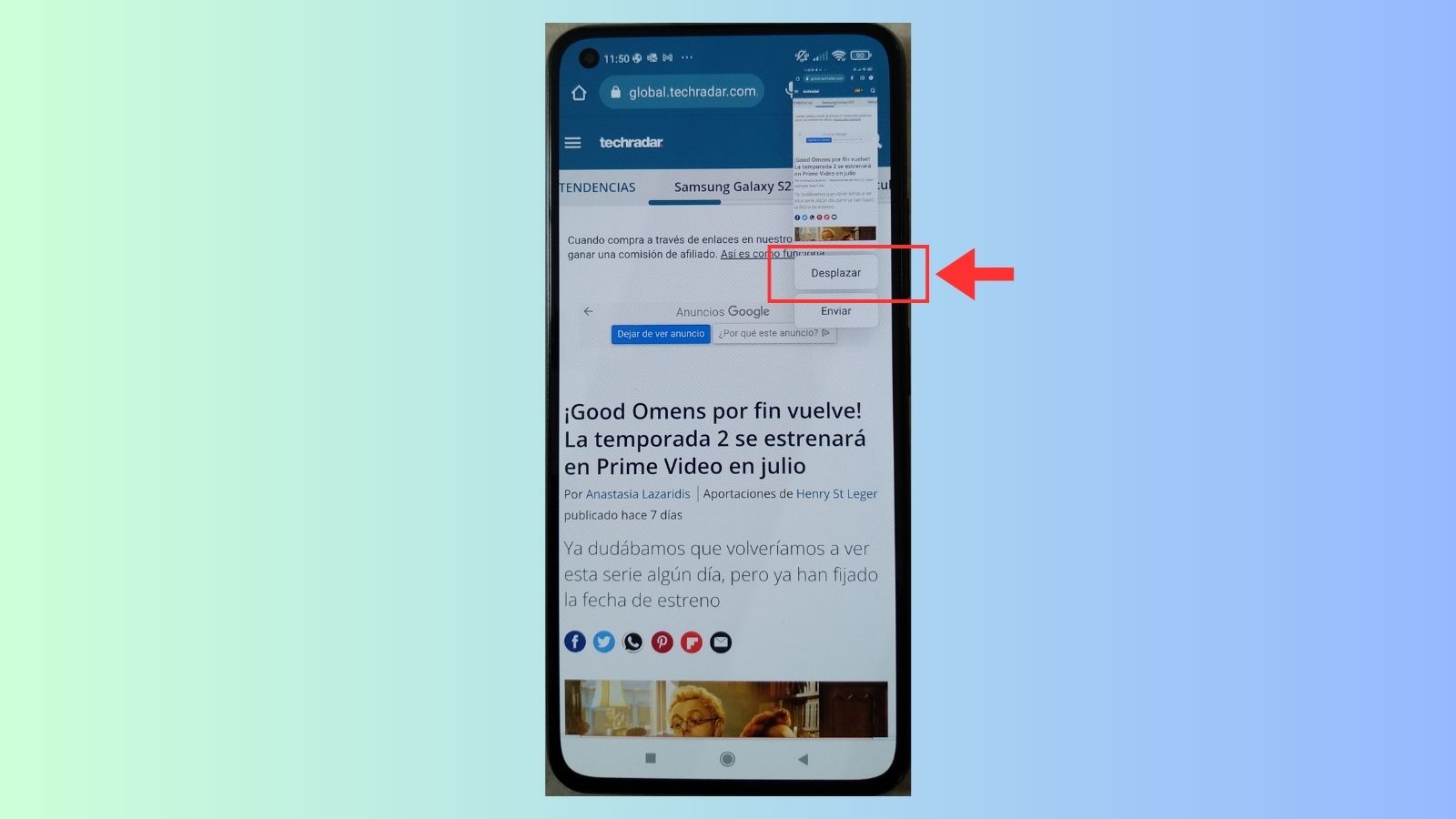 captura pantalla con deslizamiento xiaomi