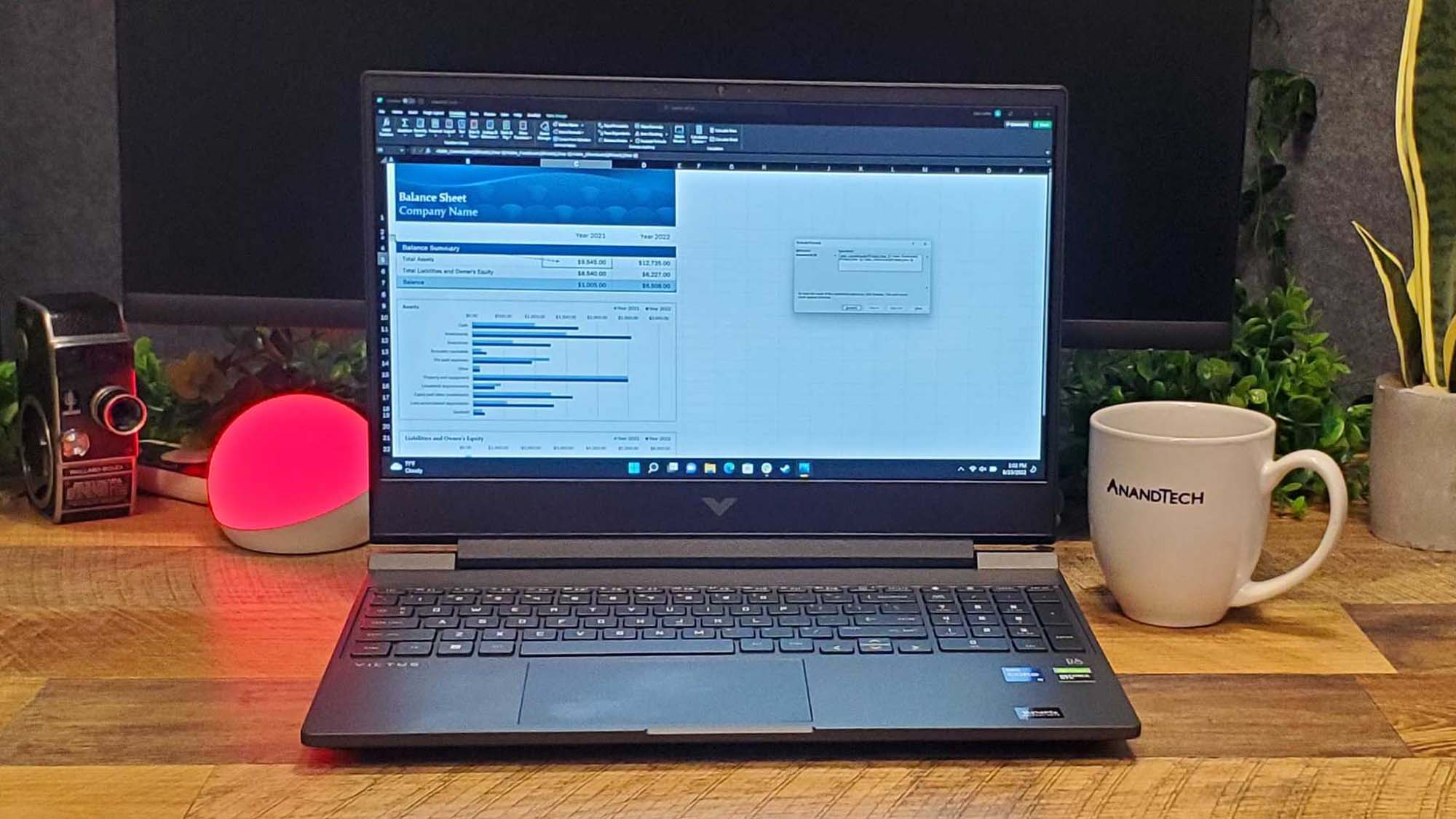 An HP Victus 15 running Excel and using up its battery
