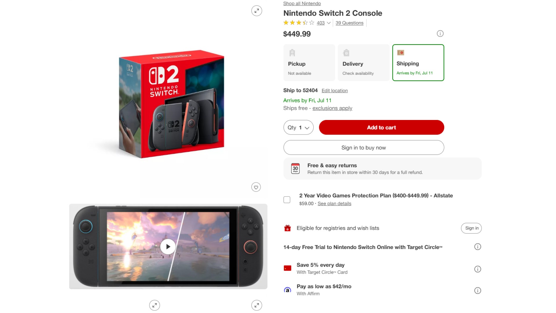 Nintendo Switch 2 in stock at Target