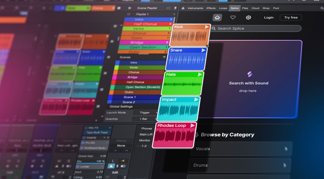 Screen shots of PreSonus Studio One Pro 7 recording software