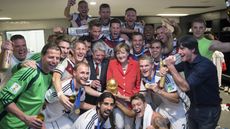 Angela Merkel with the German football team
