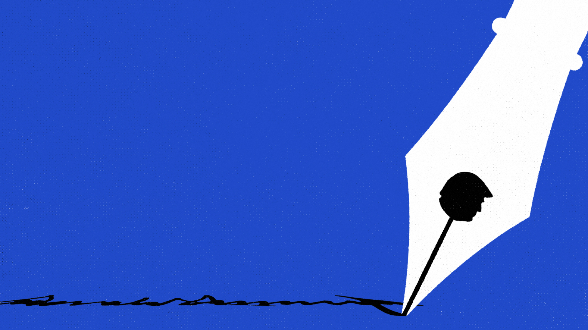 Illustration of a fountain pen signing Donald Trump's name
