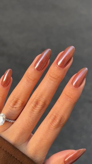 Long brown chrome nails