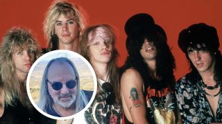 Guns N' Roses in 1988, with (inset) Alan Niven