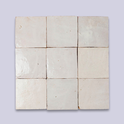 Fes White Zellige - 10cm X 10cm X 1.2cm