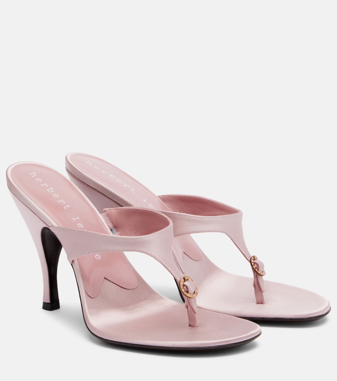 Kiss and Tell Embellished Satin Thong Sandals in Pink - Herbert Levine