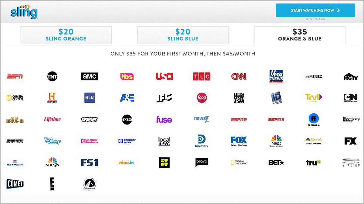 Sling Tv Channels App Packages Price And Plans Tom S Guide