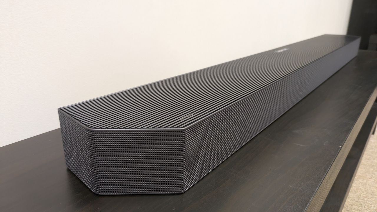 Samsung HW-Q990F soundbar from left angle