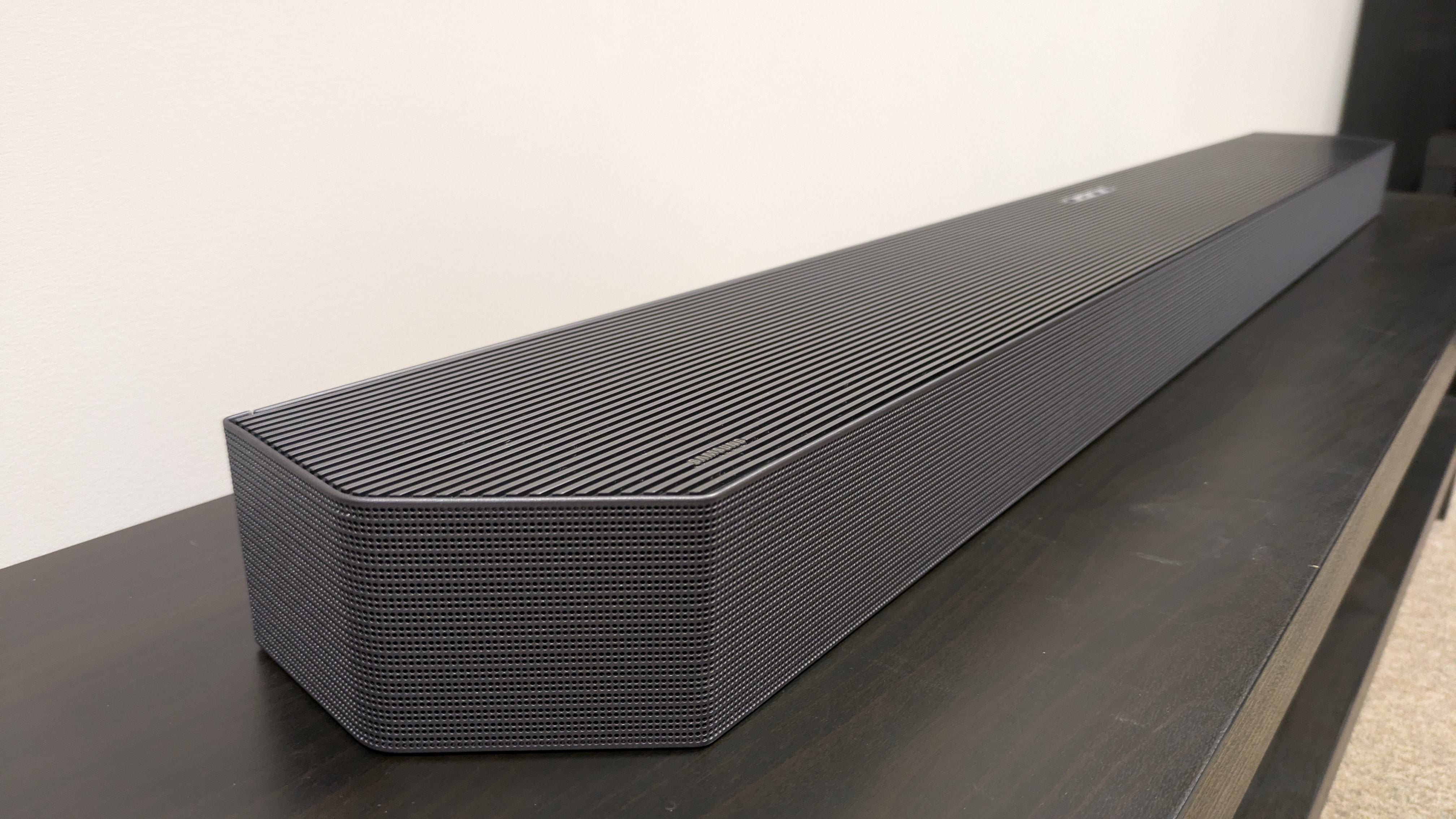 Samsung HW-Q990F soundbar from left angle