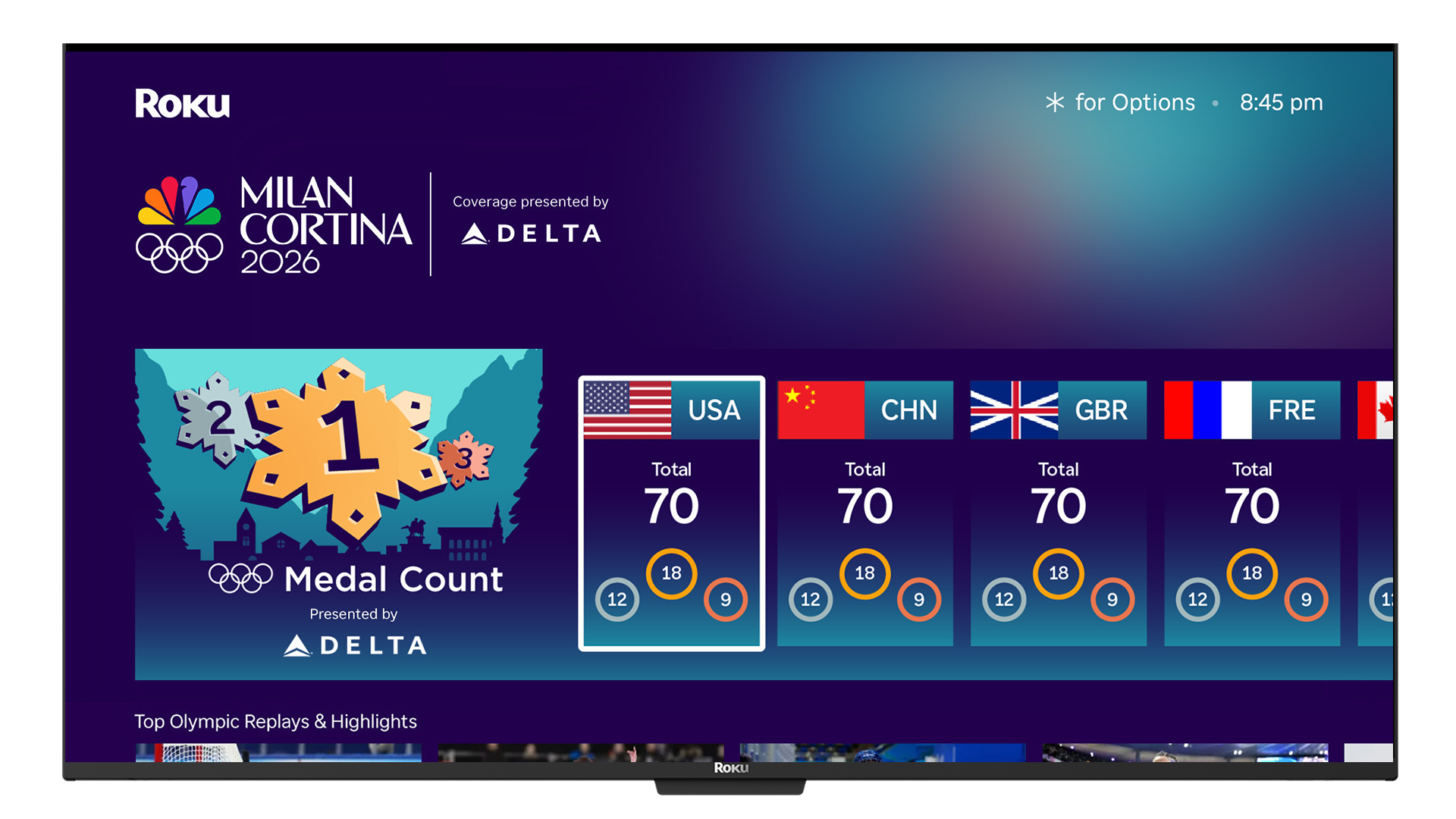 Olympics destination on Roku