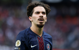 Vitinha #17 of Paris Saint-Germain looks on during the Ligue 1 McDonald's match between Paris Saint-Germain and RC Lens at Parc des Princes on September 14, 2025 in Paris, France. 