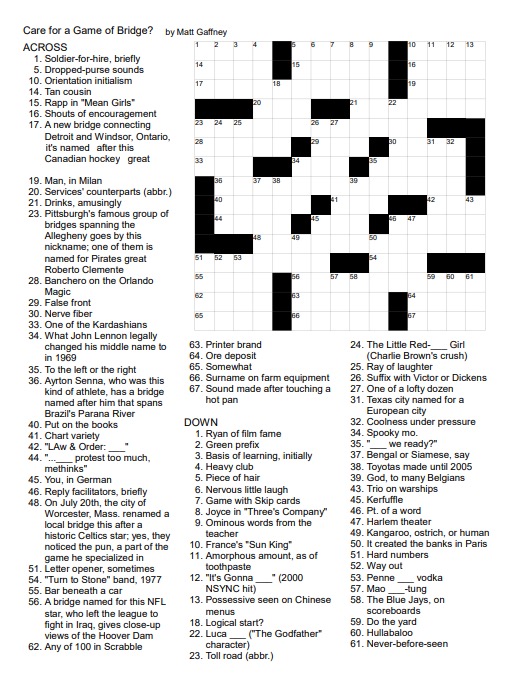An unsolved crossword puzzle.