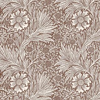 A brown and white floral wallpaper