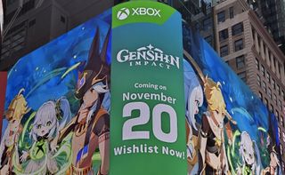 Genshin Impact Xbox ad at Times Square, New York