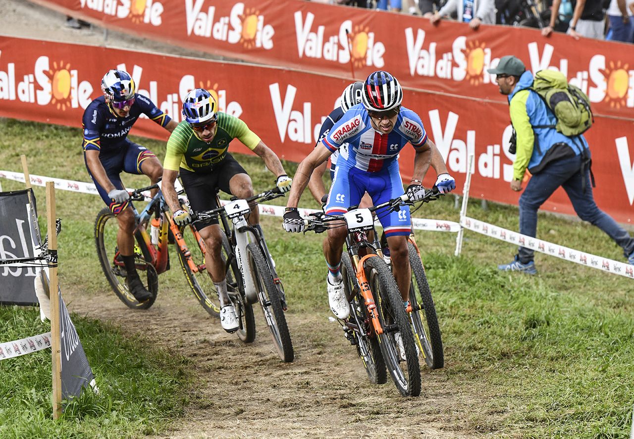 Ondrej Cink (Czech Republic) leading chase group