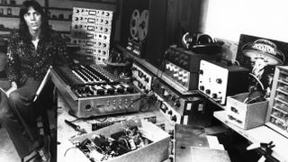 GuitaristTom Scholz of the rock group 'Boston' poses for a portrait in the studio in circa 1977