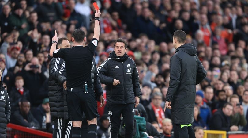 Fulham manager Marco Silva is sent off in his side&#039;s FA Cup quarter-final defeat against Manchester United in March 2023.