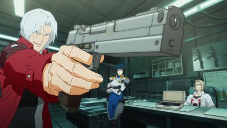 Dante firing his gun Ebony in Devil May Cry's Netflix series