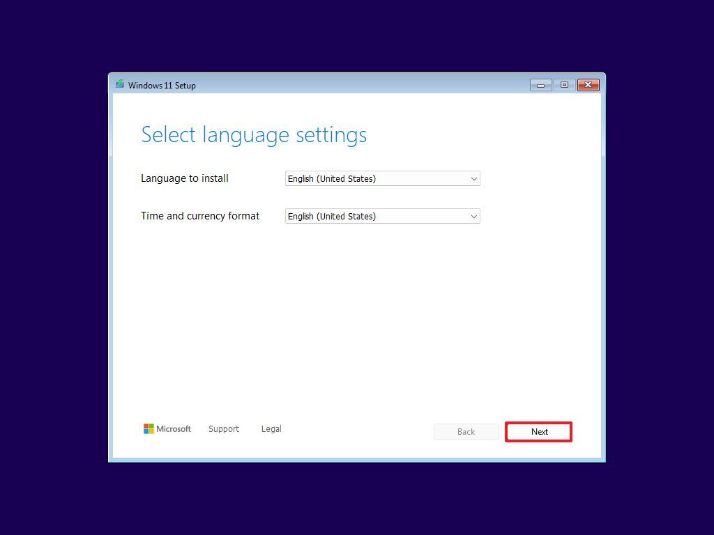 Windows 11 Setup language