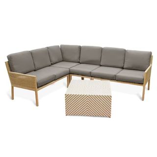 Lowe's Leisure Made Riviera Wicker Outdoor Sectional with Gray Cushion(S) and Steel Frame