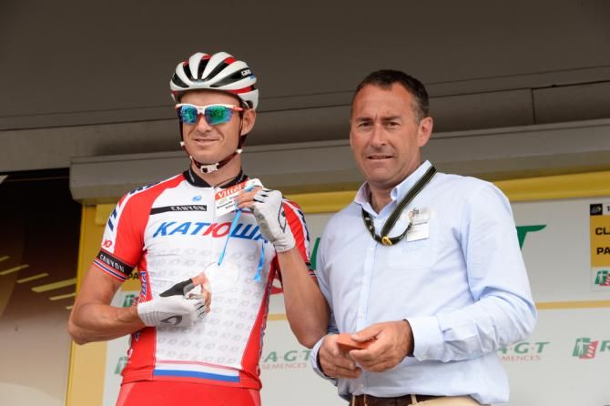 Alexander Kristoff receiving a new frame plate after his victory on Sunday