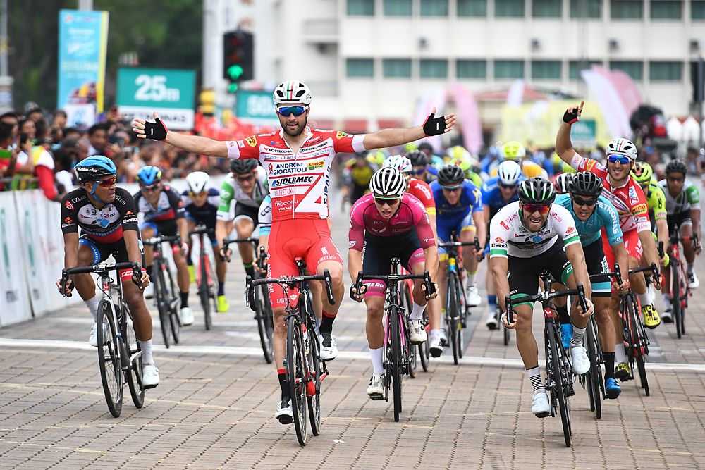 Matteo Pelucchi (Androni Giocattoli-Sidermec) wins stage 6 at the Tour de Langkawi