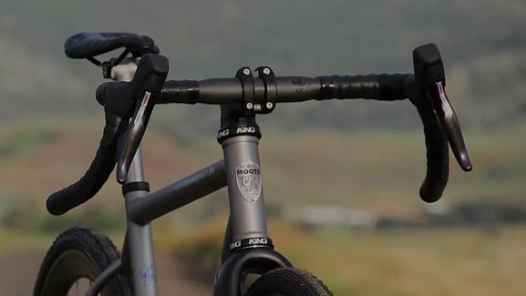 Close up on a Moots CRD gravel bike