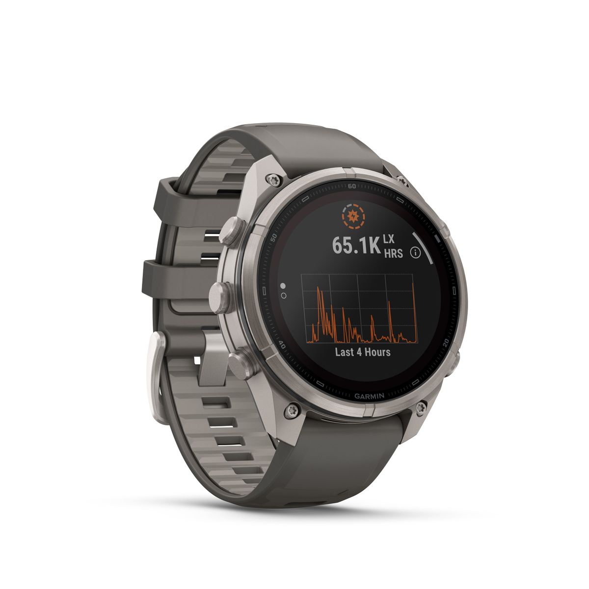 front of the Garmin Fenix 9 Pro Solar in silver