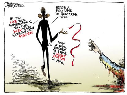 Obama cartoon red line Russia