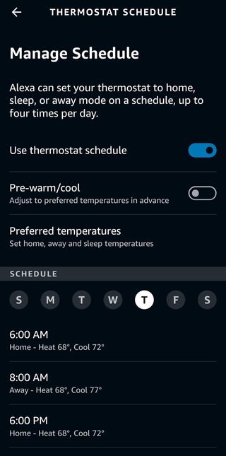 Amazon Smart Thermostat Alexa App Screenshot